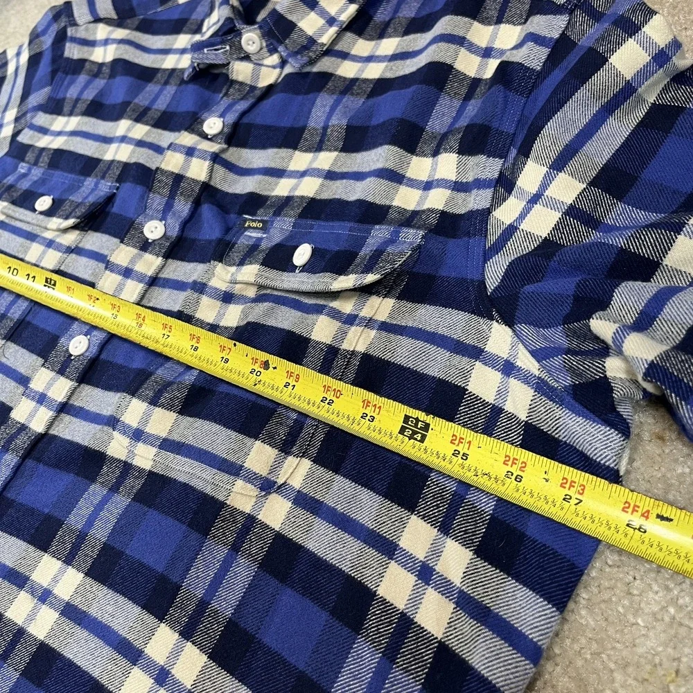 POLO RALPH LAUREN CLASSIC FIT PERFORMANCE FLANNEL SHIRT BLUE MENS 2XL EUC